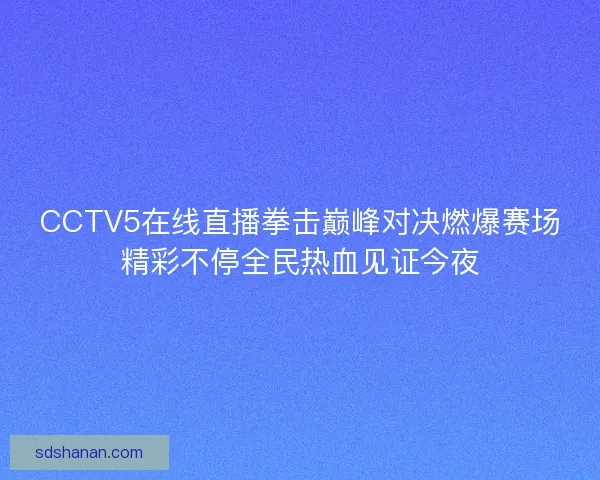 CCTV5在线直播拳击巅峰对决燃爆赛场精彩不停全民热血见证今夜
