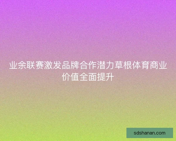 业余联赛激发品牌合作潜力草根体育商业价值全面提升