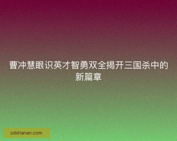 曹冲慧眼识英才智勇双全揭开三国杀中的新篇章