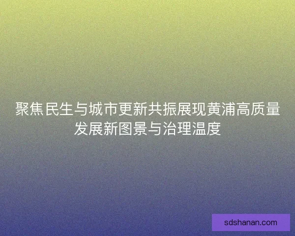 聚焦民生与城市更新共振展现黄浦高质量发展新图景与治理温度