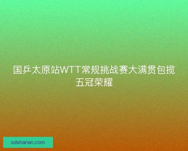国乒太原站WTT常规挑战赛大满贯包揽五冠荣耀
